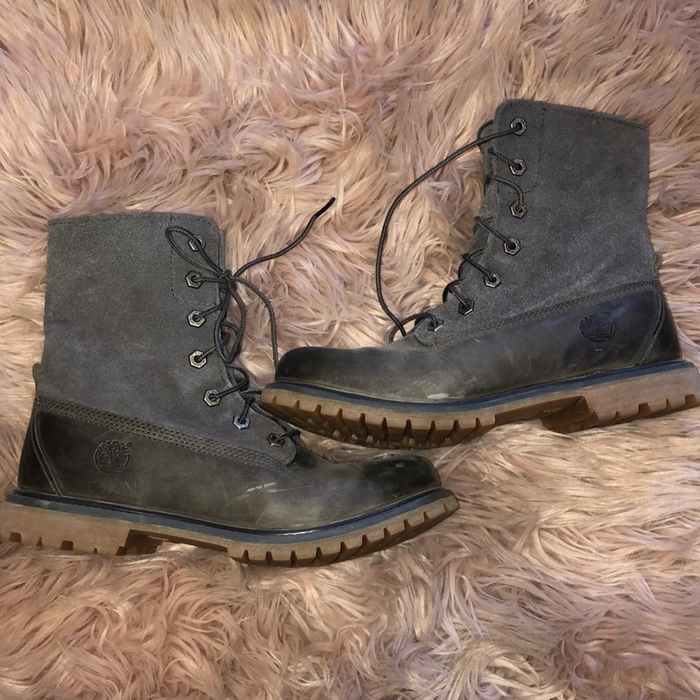Gray Timberland boots